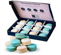 Patisserie Valerie Macarons Gift Box - 12 Blue Salted Caramel & Vanilla French Macarons - Gourmet Macaron Gift for Special Occasions - Artisanal Macarons - Delicious Flavours to Enjoy