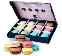 Patisserie Valerie Mixed Macaron Letter Box Gift - 12 Assorted Flavours - French Macarons - Rose Gold, Vanilla, Strawberry, Chocolate, Blue Salted Caramel - Perfect Macarons Gift Box