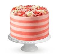 Patisserie Valerie Pink Candy Stripe Gateau 6" (14 portions) - Four Layer Pink Sponge Cake with Raspberry Jam & Fresh Cream - Celebration Cake Delivery