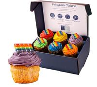 Patisserie Valerie Rainbow Cupcakes Gift - Rainbow Vanilla Sponge with Swirl Frosting - 6-Piece Handcrafted Collection - Chocolate Decorations - Gift for Celebrations & Parties