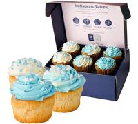 Patisserie Valerie True Blue Cupcake Collection - Set of 6 Handcrafted Vanilla Cupcakes with Elegant Blue Buttercream Swirls & Delicate Sugar Pearls - Perfect for Gifting & Celebrations