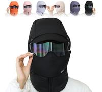 Patiyu Mask, Windproof Full Cover Outdoor Riding Mask with Glasses, Unisex Adjustable Ski Mask, Winter Thermal Ski Mask(Black)