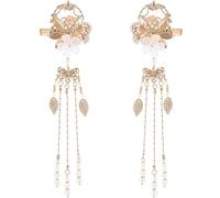 PATKAW 1 Pair Retro Flower Beading Hair Clips Vintage Bobby Pins with Imitation Jade Flower Decoration Alloy Material Long Term Wear Hair Clip for Women Elegant Style Suitable for Many