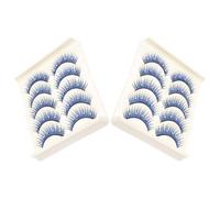 PATKAW 10 Pairs Blue Sparkle False Eyelashes with Rhinestone Decoration, Comfortable Dramatic Fiber Lashes for Latin Dance and Special Event Makeup, for Performers and Makeup Artists