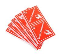 PATKAW 100pcs Red Flame Warning Adhesive Stickers for Hazardous Materials and Liquids, Copper Plate Self-Adhesive Decal Labels for Transportation Via Air and Sea, Easy Application Fire