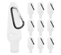 PATKAW 10pcs 30ml Pet Refillable Hand Soap Bottles with Flip Cap and Random Color Keychain Hook, Portable Empty Lotion Dispensers for Travel and Bathroom Use