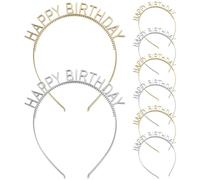 PATKAW 10pcs Happy Birthday Headbands for Parties and Daily Wear, Assorted Colour Abs Material with Decorative Effect and Sturdy Design, Birthday Party Hair Accessories