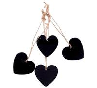 PATKAW 10pcs Heart-Shaped Wooden Tag Decoration Tags with Jute Twines String Creative Beautiful Black Boxwood Pendant Sanded to A Smooth Finish for Birthday Party House Ornaments