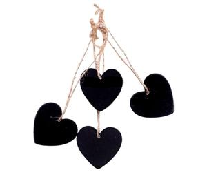 PATKAW 10pcs Heart-Shaped Wooden Tag Decoration Tags with Jute Twines String Creative Beautiful Black Boxwood Pendant Sanded to A Smooth Finish for Birthday Party House Ornaments