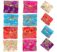 PATKAW 12pcs Wedding Bag Party Decoration Bag with Silks and Satins Brocade Material Chinese Style Flower Printing for Wedding Party Color