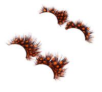 PATKAW 2 Pairs Dramatic Feather False Eyelashes in Bright Orange Colour for Dance and Variety of Occasions, Reusable Thick Design Fake Lashes for Stage and Party Makeup