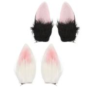 PATKAW 2 Pairs Plush Bunny Ears Hair Clips with Metal Clips, Multi-functional Lolita Style Rabbit Ear Barrettes for Cosplay and Parties, High Level of Realism Accessories