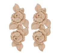 PATKAW 2 Pcs Wooden Rose Appliques Decal Carved Corner Onlay Decor for Cabinets and Mirrors, Elegant Classic Style DIY Decorative Wood Carved Onlays for Home Furniture Accents