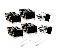 PATKAW 2 Sets Mini Wooden Chalkboard Signs for Wedding and Party Decorations, Reusable Black Table Number Display Boards with Easel Stand, Elegant Decorative Wood Message Boards