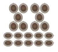 PATKAW 20pcs round Coffee Alloy Pendant Bezel Settings for Rhinestone and Cameos, Blank Pendant Trays with Antique Vintage Design, Suitable for Bracelet Making and Earring Crafting