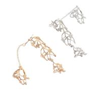 PATKAW 2pcs Adjustable Full Finger Rings Punk Style Alloy Rings with Unique Chain Design and Flower Motif, Fashion Accessories to Embellish Fingers for Christmas and Birthdays