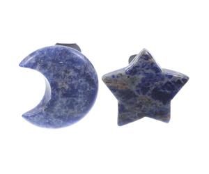 PATKAW 2Pcs Car Air Vent Clips Moon and Star Crystal, Blue Lace Stone Auto Decoration for Car Interior and Living Room Accessories