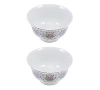 PATKAW 2pcs Ceramic Mongolian Rice Bowls with Ethnic Wind Design, Simple White Porcelain Bowls for Decoration and Wide Range of Uses, Fine Workmanship, for Home and Restaurant Serving