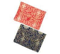 PATKAW 2pcs Chinese Style Scripture Storage Bag Blue Red Flower Buddhist Book Pouch for Organizing Religious Texts with Chinese Knot Closure