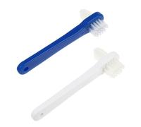 PATKAW 2pcs Dual-Head Denture Cleaning Brushes for False Teeth Double Sided Toothbrush with White and Blue Handles Denture Brush for Effective Oral Care