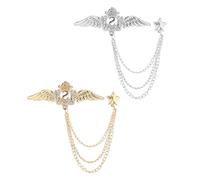PATKAW 2pcs Fashion Breastpin Brooch Coat Brooch Alloy Crystal Decorative Effect Practical Use Elegant Shining Appearance Assorted Color for Scarves and Canvas Bags