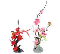 PATKAW 2pcs Japanese Sushi Serving Plate Ornaments Artificial Plum Blossom Flowers for Cold Dish Decoration, Sushi Themed Table Centerpiece Floral Accents for Home and Restaurant