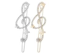 PATKAW 2Pcs Musical Note Rhinestone Hair Clips Alloy Bobby Pins for Birthday Wedding Celebration