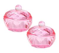 PATKAW 2pcs Pink Glass Nail Glass Cup Dappen Dish Monomer Holder Smooth Design for Daily Life and Home Use by Professional Nail Technicians