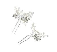 PATKAW 2pcs Retro Silver Zinc Alloy Hair Pins with Crystal Bead Flower Decoration Classical Hair Clips for Holiday and DIY Embellishments