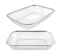 PATKAW 2Pcs Stainless Steel Drain Basket for Kitchen Sink, Fine Mesh Rectangular Strainer for Food Rinsing and Draining, for Vegetable and Fruit Washing