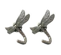PATKAW 2pcs Wall Mounted Coat Hooks in Silver Zinc Alloy with Dragonfly Design, Effortless Installation and Space Optimization for Entryway and Dormitories, Vintage-Inspired Elegant Decor