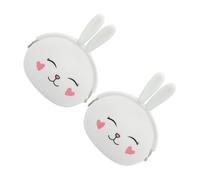 PATKAW 2pcs White Cute Bunny Style Silicone Coin Purse with Buckle Closure Lightweight Small Wallet for Girls Portable Change Bag for Business and Work