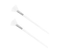 PATKAW 2pcs White Fan Shape Face Mask Brushes with Wooden Handle for Skin Care and Diy, Nylon Bristles for Even Application and Smoothing Masks, Professional Fan Shaped Makeup Brush
