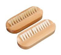PATKAW 2pcs Wooden Nail Brushes with Pig Bristles and Pp Handle, Dual-sided Fingernail Scrubber for Cleaning Dirt under Nails, Convenient to Carry Manicure Pedicure Tool Random Color