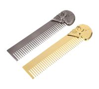 PATKAW 2pcs Zinc Alloy Skull Head Metal Tooth Comb for Men - Pocket-sized Beard and Mustache Styling Tool with Fine Teeth - Travel Grooming Kit for Mens Hair and Beard Care