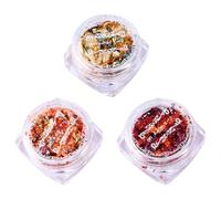 PATKAW 3 Boxes Metallic Foil Flakes Nail Art Decoration Kit with Assorted Colour Gold Leaf Flakes for Nail Art and Jewellery Crafts, Separate Box for Easy Use and Unique Style Creation