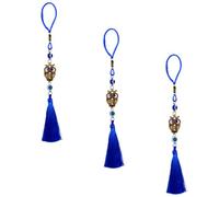 PATKAW 3pcs Owl Shape Tassel Pendant Set in Blue Alloy Glaze, Strong for Long Time Use, for Home Decoration and Key Chain Accessories
