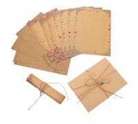 PATKAW 3sets Vintage Letter Writing Paper and Envelope Kits with Kraft Paper Envelopes and Rustic Twine Charms Elegant Stationery for Festival Gifts and Handmade Cards