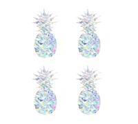 PATKAW 4 Sheets Pineapple Shaped Window Decals with Rainbow Refraction Effect, PVC Static Cling Stickers for Door and Furniture Decoration, Creative Lovely Indoor Window Adornment