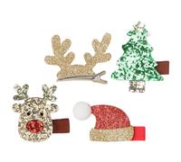 PATKAW 4pcs Christmas Style Hair Clips for Lightweight and Easy to Fix Cloth Sequin Hairpins for Holiday Parties and Festive Occasions