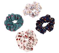 PATKAW 4pcs Hair Ropes Hair Scrunchies Elastic Ponytail Holder Fabric Retro Floral Pattern for Women Dancing School Uniform Matching Random Color
