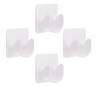 PATKAW 4pcs No Drilling Curtain Rod Holder Hooks for Shower Curtain Rods, White Plastic Adhesive Mount Brackets, Prevents Scratching, for Bathroom Use