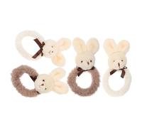 PATKAW 4pcs Plush Bunny Shaped Elastic Hair Bands Hair Accessories with Assorted Colours and Mixed Styles Soft Material for Weddings and Birthdays