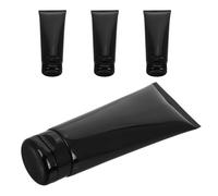 PATKAW 4pcs Refillable Black Cosmetic Tubes with Sl loss Finish and 200ml Large Capacity, Travel Size Soft Plastic Tubes for Toiletries and Shower Gels, for Vanity and Bathroom Use