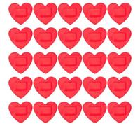 PATKAW 50pcs Heart-Shaped Adhesive Bandages for Wound Care, Breathable Pe Material Plasters Curing, Suitable for Household Use, Cute Red Patterned Wound Stickers