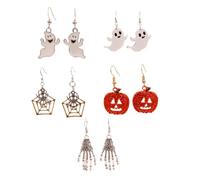 PATKAW 5pairs Halloween Earrings Pumpkin Devil Ear Dangles Alloy for Women, Halloween Party and Work, Stylish Festival Jewellery