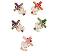 PATKAW 5pcs Memorial Service Pin Alloy Brooch with Enamel Cross and Dove Design, Lightweight and Scratch-resistant, for Mourning Events and Remembrance Gifts
