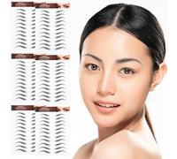 PATKAW 6 Sheets Eyebrow Tattoo Stickers: 6D Black Peel Off Eyebrow Sticker for Eyebrow Grooming Shaping - Hair-Like Waterproof Long-lasting Eyebrow Transfers Stickers