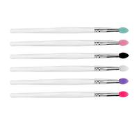 PATKAW 6pcs Silicone Eyeshadow Brushes with Plastic Handles for Precise Application and Lightweight Use, Mixed Color Makeup Applicators for Work and Office Color Assorted style