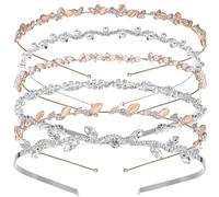 PATKAW 6pcs Wedding Bridal Headbands Rhinestone Hair Crown Elegant Alloy Pearl Crystal Design Comfortable Use for Proms and Valentine's Day